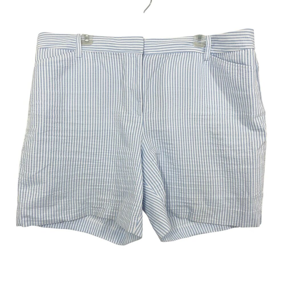 Talbots Perfect Short Blue & White Striped Seersucker Shorts Preppy‎ - Size 18